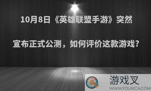 10月8日《英雄联盟手游》突然宣布正式公测，如何评价这款游戏?