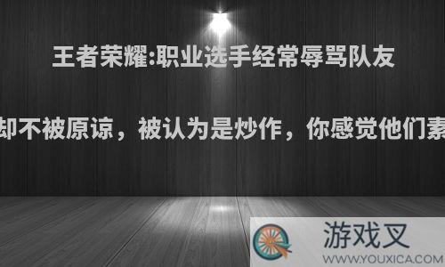 王者荣耀:职业选手经常辱骂队友，道歉却不被原谅，被认为是炒作，你感觉他们素质如何?