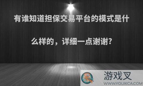 有谁知道担保交易平台的模式是什么样的，详细一点谢谢?