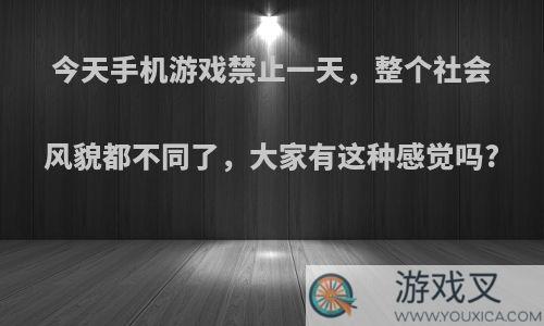 今天手机游戏禁止一天，整个社会风貌都不同了，大家有这种感觉吗?