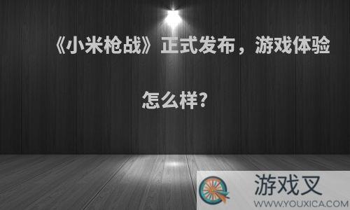 《小米枪战》正式发布，游戏体验怎么样?