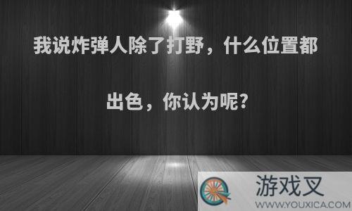 我说炸弹人除了打野，什么位置都出色，你认为呢?