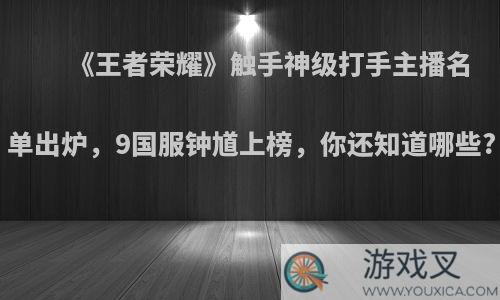 《王者荣耀》触手神级打手主播名单出炉，9国服钟馗上榜，你还知道哪些?