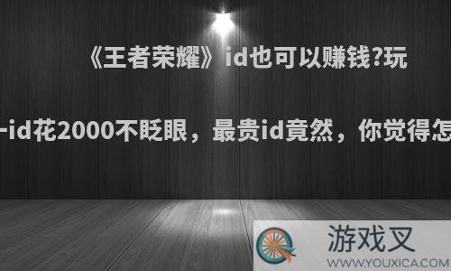 《王者荣耀》id也可以赚钱?玩家为一id花2000不眨眼，最贵id竟然，你觉得怎么样?