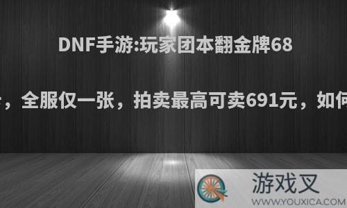 DNF手游:玩家团本翻金牌68智力卡，全服仅一张，拍卖最高可卖691元，如何评价?