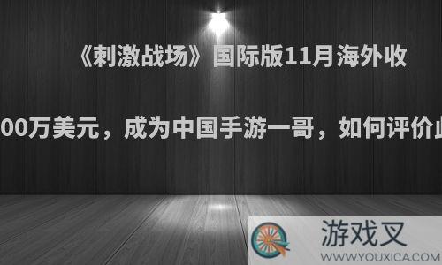 《刺激战场》国际版11月海外收入7000万美元，成为中国手游一哥，如何评价此事?