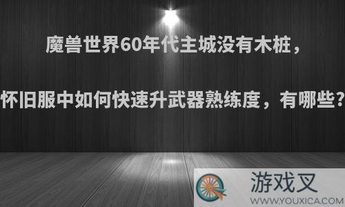 魔兽世界60年代主城没有木桩，怀旧服中如何快速升武器熟练度，有哪些?