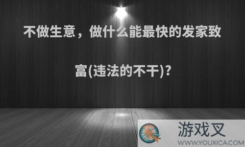 不做生意，做什么能最快的发家致富(违法的不干)?