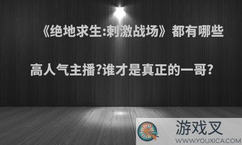 《绝地求生:刺激战场》都有哪些高人气主播?谁才是真正的一哥?