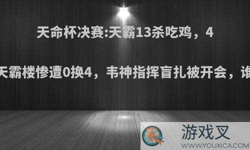 天命杯决赛:天霸13杀吃鸡，4AM攻天霸楼惨遭0换4，韦神指挥盲扎被开会，谁的锅?